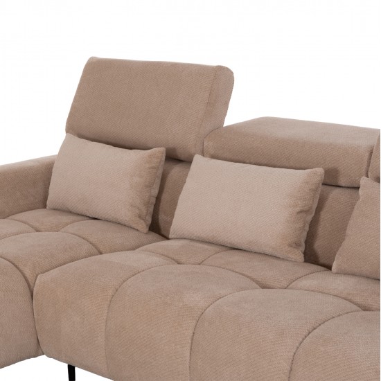 ΚΑΝΑΠΕΣ ΑΡΙΣΤΕΡΗ ΓΩΝΙΑ DIVYA HM3267.11L ΜΠΕΖ ΥΦΑΣΜΑ 260x100-174x104Υεκ.