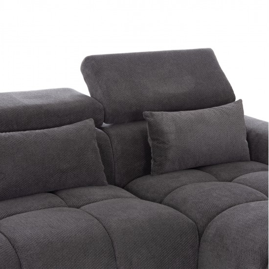 ΚΑΝΑΠΕΣ ΔΕΞΙΑ ΓΩΝΙΑ DIVYA HM3267.12R ΓΚΡΙ ΥΦΑΣΜΑ 260x100-174x104Υεκ.