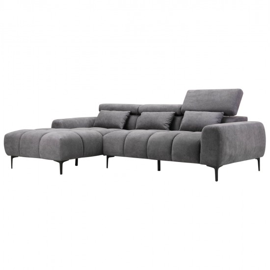ΚΑΝΑΠΕΣ ΑΡΙΣΤΕΡΗ ΓΩΝΙΑ DIVYA HM3267.12L ΓΚΡΙ ΥΦΑΣΜΑ 260x100-174x104Υεκ.