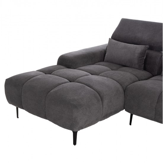 ΚΑΝΑΠΕΣ ΑΡΙΣΤΕΡΗ ΓΩΝΙΑ DIVYA HM3267.12L ΓΚΡΙ ΥΦΑΣΜΑ 260x100-174x104Υεκ.