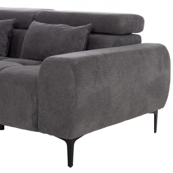 ΚΑΝΑΠΕΣ ΑΡΙΣΤΕΡΗ ΓΩΝΙΑ DIVYA HM3267.12L ΓΚΡΙ ΥΦΑΣΜΑ 260x100-174x104Υεκ.