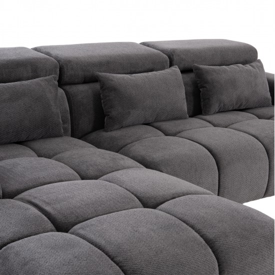 ΚΑΝΑΠΕΣ ΑΡΙΣΤΕΡΗ ΓΩΝΙΑ DIVYA HM3267.12L ΓΚΡΙ ΥΦΑΣΜΑ 260x100-174x104Υεκ.