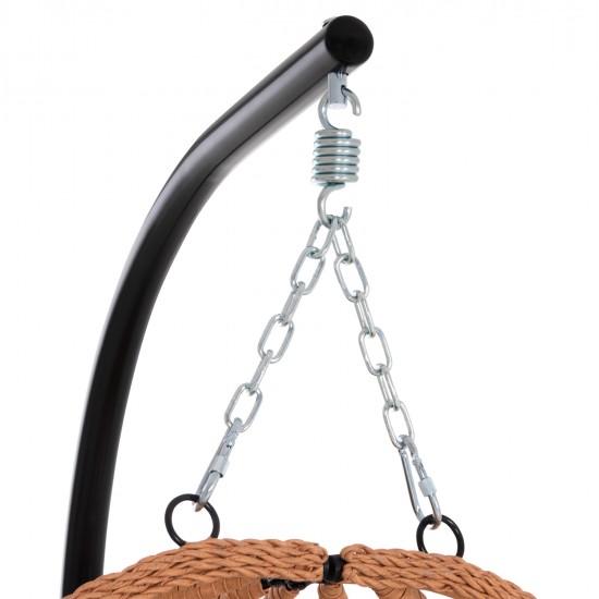 ΚΡΕΜΑΣΤΗ ΦΩΛΙΑ NESTA HM6468.05 ΜΑΥΡΟ ΜΕΤΑΛΛΟ--ΚΑΦΕ P.E.RATTAN 100x100x190Υεκ.