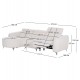 ΚΑΝΑΠΕΣ ΑΡΙΣΤΕΡΗ ΓΩΝΙΑ 3Θ ΜΕ RECLINE VALENTE HM3317.02L ΜΠΕΖ ΥΦΑΣΜΑ 275x160x104Yεκ
