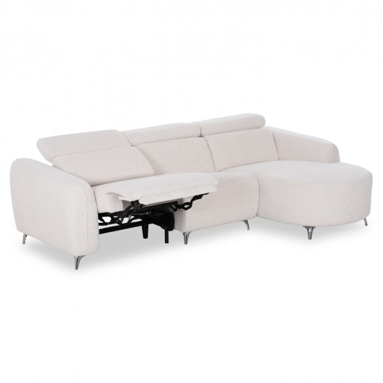 ΚΑΝΑΠΕΣ ΔΕΞΙΑ ΓΩΝΙΑ 3Θ ΜΕ RECLINE VALENTE HM3317.02R ΜΠΕΖ ΥΦΑΣΜΑ 275x160x104Yεκ