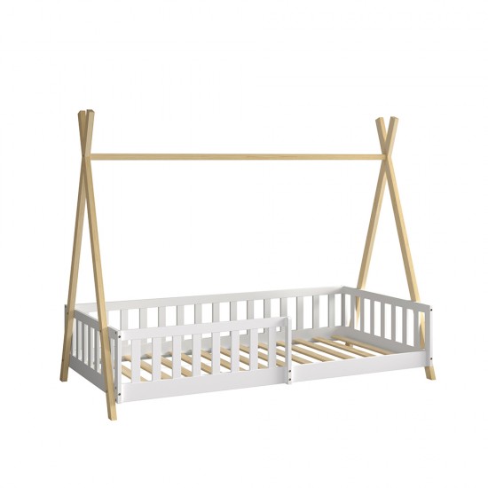 ΚΡΕΒΑΤΙ ΠΑΙΔΙΚΟ ΜΕ ΚΑΓΚΕΛΑ MUNK HM739.03 τ.MONTESSORI ΠΕΥΚΟ ΦΥΣΙΚΟ-ΛΕΥΚΟ--190x90εκ