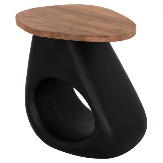 ΒΟΗΘΗΤΙΚΟ ΤΡΑΠΕΖΙ AIDA HM4692.01 FIBER CEMENT ΜΑΥΡΟ--ΞΥΛΟ TEAK TOP 47x60x59Υεκ