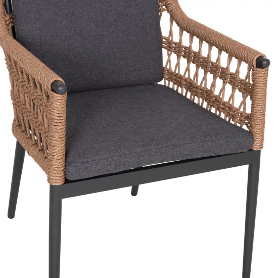 ΠΟΛΥΘΡΟΝΑ BOXER HM6556.01 ΑΛΟΥΜΙΝΙΟ & OLEFIN ΓΚΡΙ-TWIST WICKER 58x60x80Yεκ