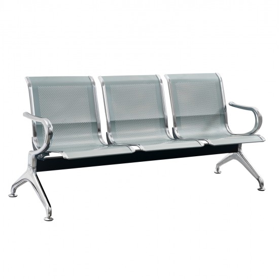 ΚΑΘΙΣΜΑ ΑΝΑΜΟΝΗΣ Τ. ΑΕΡΟΔΡΟΜΙΟΥ 3ΘΕΣΙΟ AVIATOR HM18399 ΜΕΤΑΛΛΟ MESH ΓΚΡΙ 172x55x76Υ