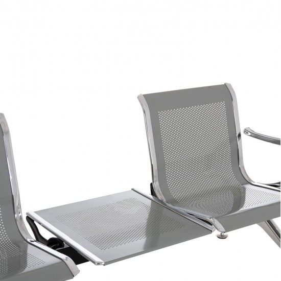 ΚΑΘΙΣΜΑ ΑΝΑΜΟΝΗΣ Τ.ΑΕΡΟΔΡΟΜΙΟΥ 3ΘΕΣΙΟ+ΤΡΑΠΕΖΙ AVIATOR HM18403 ΜΕΤΑΛΛΟ MESH ΓΚΡΙ 223x55x76Υεκ