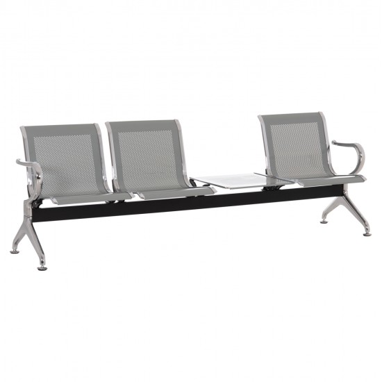 ΚΑΘΙΣΜΑ ΑΝΑΜΟΝΗΣ Τ.ΑΕΡΟΔΡΟΜΙΟΥ 3ΘΕΣΙΟ+ΤΡΑΠΕΖΙ AVIATOR HM18403 ΜΕΤΑΛΛΟ MESH ΓΚΡΙ 223x55x76Υεκ