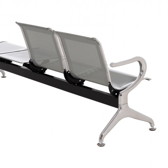 ΚΑΘΙΣΜΑ ΑΝΑΜΟΝΗΣ Τ.ΑΕΡΟΔΡΟΜΙΟΥ 3ΘΕΣΙΟ+ΤΡΑΠΕΖΙ AVIATOR HM18403 ΜΕΤΑΛΛΟ MESH ΓΚΡΙ 223x55x76Υεκ