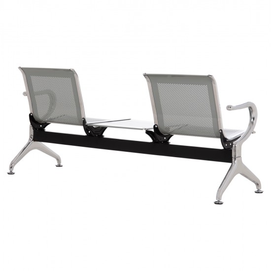 ΚΑΘΙΣΜΑ ΑΝΑΜΟΝΗΣ Τ.ΑΕΡΟΔΡΟΜΙΟΥ 2ΘΕΣΙΟ+ΤΡΑΠΕΖΙ AVIATOR HM18402 ΜΕΤΑΛΛΟ MESH ΓΚΡΙ 170x55x76Υεκ