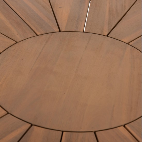 ΤΡΑΠΕΖΙ ΤΡΑΠΕΖΑΡΙΑΣ ΣΤΡΟΓΓΥΛΟ CORTEN HM6443 ΞΥΛΟ ΑΚΑΚΙΑΣ ΣΕ ΦΥΣΙΚΟ Φ140x76Υεκ.