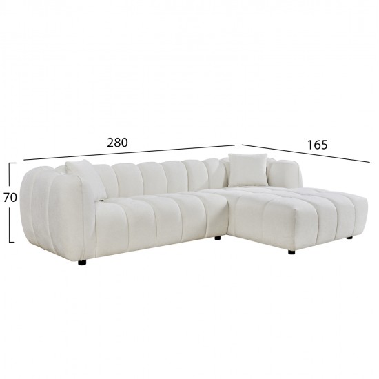 ΚΑΝΑΠΕΣ ΓΩΝΙΑ (ΔΕΞΙΑ) LYKKE HM3326.02R ΕΚΡΟΥ ΥΦΑΣΜΑ 280x89-165(η γωνία)x70Υεκ