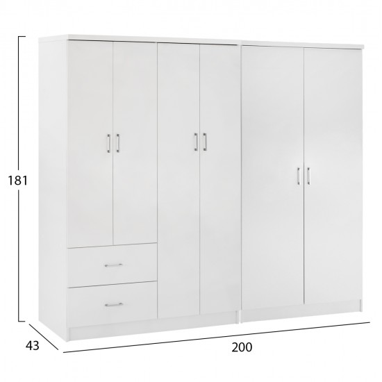 ΝΤΟΥΛΑΠΑ 6ΦΥΛΛΗ BLAKELY HM21235.05 ΜΕΛΑΜΙΝΗ ΧΡΩΜΑ ΛΕΥΚΟ 201x43x181Υεκ