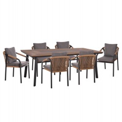 ΣΕΤ ΤΡΑΠΕΖΑΡΙΑΣ 7ΤΜΧ MAERLY HM10826.13 ΑΛΟΥΜΙΝΙΟ & ΜΑΞΙΛΑΡΙΑ ΣΚΟΥΡΟ ΓΚΡΙ--POLYWOOD