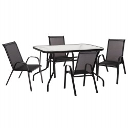 ΣΕΤ ΤΡΑΠΕΖΑΡΙΑΣ 5ΤΜΧ ADAM HM10896.03 ΤΡΑΠΕΖΙ 120x70εκ & 4 ΠΟΛΥΘΡΟΝΕΣ--ΜΑΥΡΟ