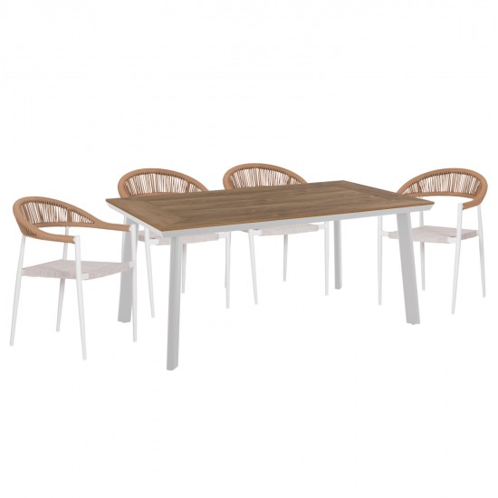ΣΕΤ ΤΡΑΠΕΖΑΡΙΑΣ 5ΤΜΧ BERG HM10823.01 ΑΛΟΥΜΙΝΙΟ-POLYWOOD-TEXTILENE---ΛΕΥΚΟ