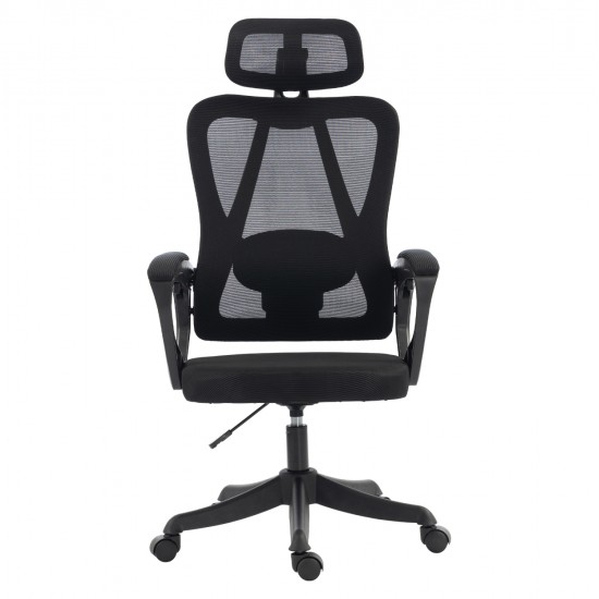 ΚΑΡΕΚΛΑ ΓΡΑΦΕΙΟΥ FRANTIC HM1224.01 ΜΑΥΡO MESH & ΠΟΛΥΠΡΟΠΥΛΕΝΙΟ 60x66x130Υεκ
