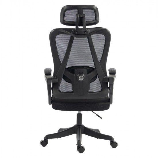 ΚΑΡΕΚΛΑ ΓΡΑΦΕΙΟΥ FRANTIC HM1224.01 ΜΑΥΡO MESH & ΠΟΛΥΠΡΟΠΥΛΕΝΙΟ 60x66x130Υεκ