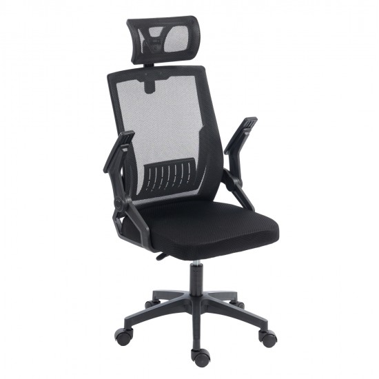 ΚΑΡΕΚΛΑ ΓΡΑΦΕΙΟΥ MATRON HM1226.01 ΜΑΥΡO PP & MESH ΥΦΑΣΜΑ 47x47x128Υεκ
