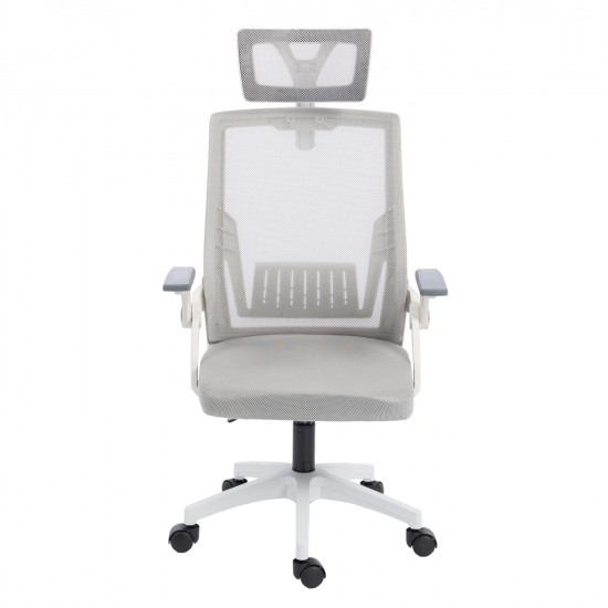 ΚΑΡΕΚΛΑ ΓΡΑΦΕΙΟΥ MATRON HM1226.02 ΛΕΥΚΟ PP--ΑΝΟΙΧΤΟ ΓΚΡΙ MESH 59x55x115Υεκ