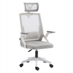 ΚΑΡΕΚΛΑ ΓΡΑΦΕΙΟΥ MATRON HM1226.02 ΛΕΥΚΟ PP--ΑΝΟΙΧΤΟ ΓΚΡΙ MESH 59x55x115Υεκ