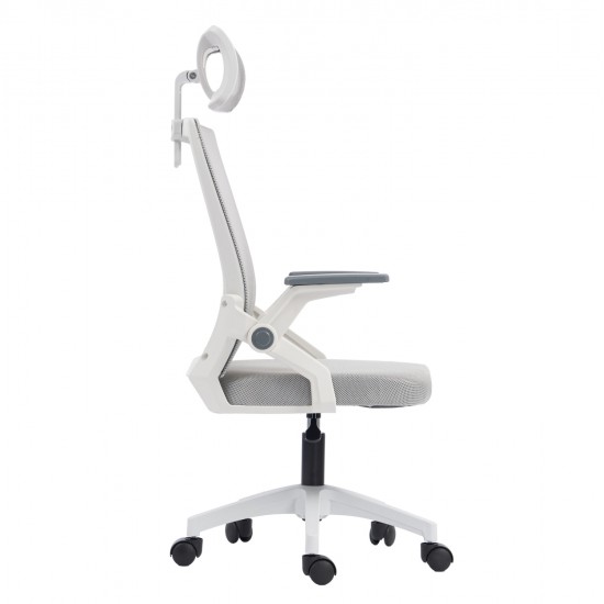 ΚΑΡΕΚΛΑ ΓΡΑΦΕΙΟΥ MATRON HM1226.02 ΛΕΥΚΟ PP--ΑΝΟΙΧΤΟ ΓΚΡΙ MESH 59x55x115Υεκ