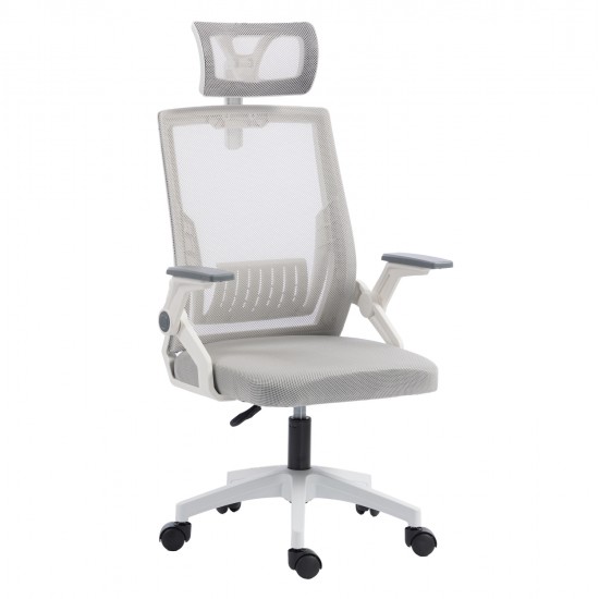 ΚΑΡΕΚΛΑ ΓΡΑΦΕΙΟΥ MATRON HM1226.02 ΛΕΥΚΟ PP--ΑΝΟΙΧΤΟ ΓΚΡΙ MESH 59x55x115Υεκ