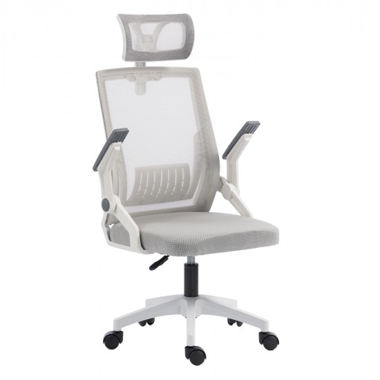 ΚΑΡΕΚΛΑ ΓΡΑΦΕΙΟΥ MATRON HM1226.02 ΛΕΥΚΟ PP--ΑΝΟΙΧΤΟ ΓΚΡΙ MESH 59x55x115Υεκ