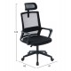 ΚΑΡΕΚΛΑ ΓΡΑΦΕΙΟΥ VELOCITY HM1229.01 ΜΑΥΡO MESH & PP 60x62x123Υεκ