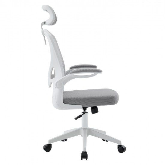 ΚΑΡΕΚΛΑ ΓΡΑΦΕΙΟΥ FLOATER HM1230.02 ΛΕΥΚΟ PP--ΑΝΟΙΧΤΟ ΓΚΡΙ MESH 62x62x115-125Υεκ