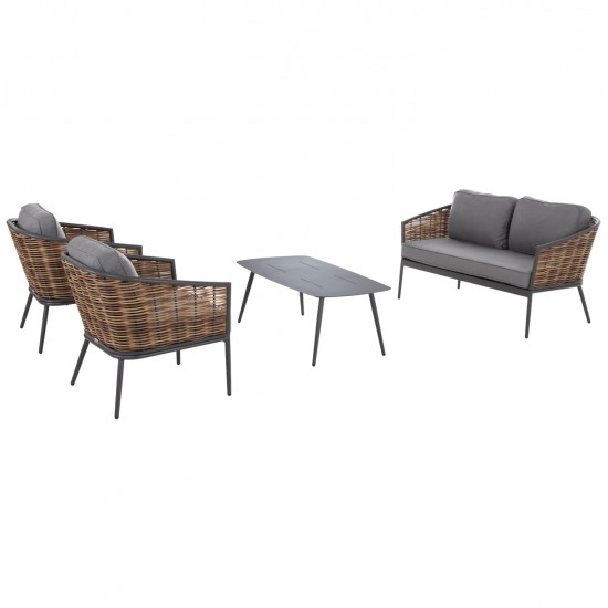 ΣΕΤ ΣΑΛΟΝΙ 4ΤΜΧ CASSIAN HM6552.01 ΑΛΟΥΜΙΝΙΟ & ΜΑΞΙΛΑΡΙΑ ΓΚΡΙ-ΜΠΕΖ P.E.RATTAN