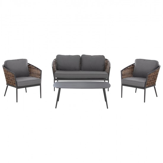 ΣΕΤ ΣΑΛΟΝΙ 4ΤΜΧ CASSIAN HM6552.01 ΑΛΟΥΜΙΝΙΟ & ΜΑΞΙΛΑΡΙΑ ΓΚΡΙ-ΜΠΕΖ P.E.RATTAN