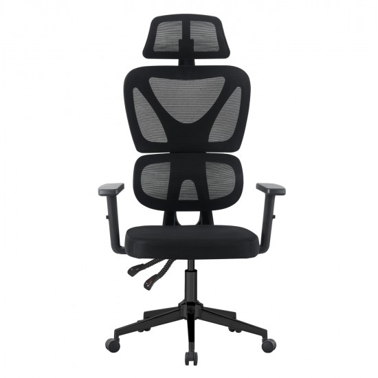 ΚΑΡΕΚΛΑ ΓΡΑΦΕΙΟΥ NOVAR HM1218.01 ΜΑΥΡO MESH--ΒΑΣΗ PP 51x49x121-129Υεκ