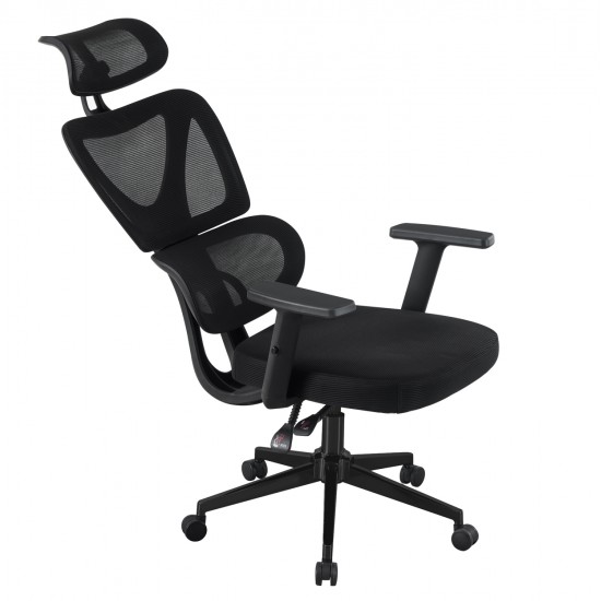 ΚΑΡΕΚΛΑ ΓΡΑΦΕΙΟΥ NOVAR HM1218.01 ΜΑΥΡO MESH--ΒΑΣΗ PP 51x49x121-129Υεκ