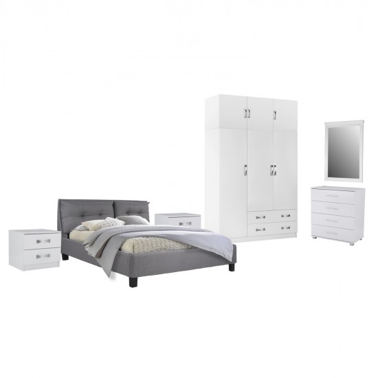 ΣΕΤ ΚΡΕΒΑΤΟΚΑΜΑΡΑΣ 6ΤΜΧ CARLY HM10884.05 ΜΕΛΑΜΙΝΗ ΛΕΥΚΗ-ΥΦΑΣΜΑ ΓΚΡΙ