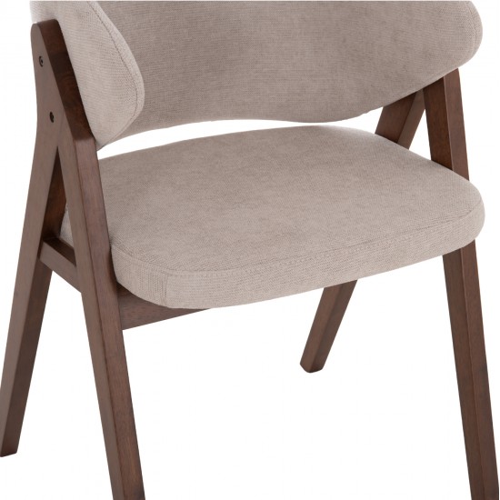 ΚΑΡΕΚΛΑ HANA HM9746.11 RUBBERWOOD ΣΕ ΚΑΡΥΔΙ ΧΡΩΜΑ-ΜΠΕΖ ΥΦΑΣΜΑ 55,5x60x85Yεκ.