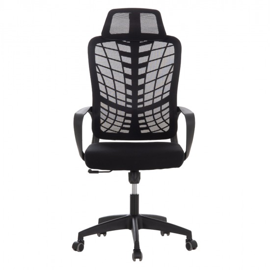 ΚΑΡΕΚΛΑ ΓΡΑΦΕΙΟΥ ELVAR HM1219.01 ΜΑΥΡO MESH--ΒΑΣΗ ΠΟΛΥΠΡΟΠΥΛΕΝΙΟΥ 63x56x125Υεκ
