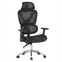 ΚΑΡΕΚΛΑ ΓΡΑΦΕΙΟΥ NOVAR HM1217.01 ΜΑΥΡO MESH--ΒΑΣΗ ΧΡΩΜΙΟΥ 51x49x129Υεκ
