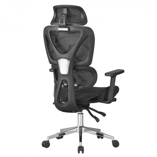 ΚΑΡΕΚΛΑ ΓΡΑΦΕΙΟΥ NOVAR HM1217.01 ΜΑΥΡO MESH--ΒΑΣΗ ΧΡΩΜΙΟΥ 51x49x129Υεκ