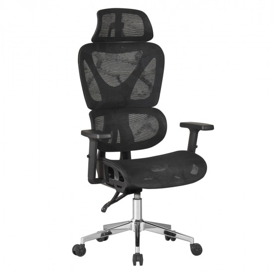 ΚΑΡΕΚΛΑ ΓΡΑΦΕΙΟΥ NOVAR HM1217.01 ΜΑΥΡO MESH--ΒΑΣΗ ΧΡΩΜΙΟΥ 51x49x129Υεκ