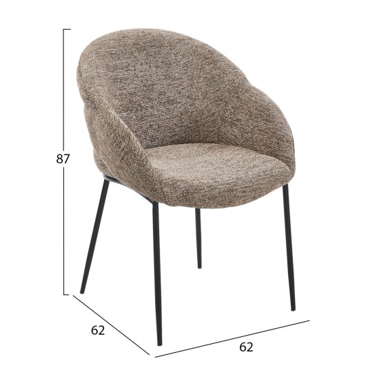 ΠΟΛΥΘΡΟΝΑ ΤΡΑΠΕΖΑΡΙΑΣ DRENNY HM18424.03 TAUPE ΥΦΑΣΜΑ-ΜΕΤΑΛ.ΜΑΥΡΑ ΠΟΔΙΑ 62x63x85Υεκ