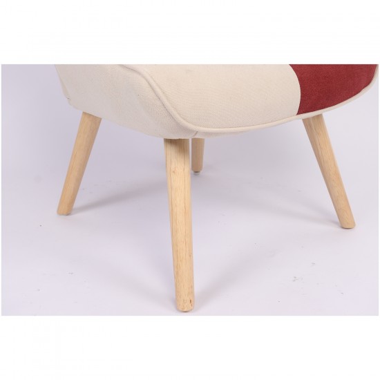 Πολυθρόνα ArteLibre BRIAR Μπορντό/Γκρι Patchwork Ύφασμα/Ξύλο 73x69x96cm