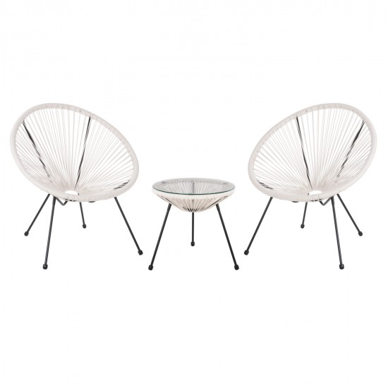 ΣΕΤ ΕΞΩΤΕΡΙΚΟΥ ΧΩΡΟΥ 3ΤΜΧ ACAPULCO HM11861.12 P.E.RATTAN ΛΕΥΚΟ-ΜΕΤΑΛΛΟ ΣΕ ΜΑΥΡΟ
