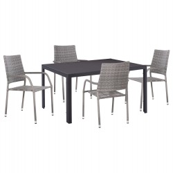 ΣΕΤ ΤΡΑΠΕΖΑΡΙΑΣ ΕΞ.ΧΩΡΟΥ 5ΤΜΧ MORNER HM21008 ΜΕΤΑΛΛΟ & WICKER ΣΕ ΓΚΡΙ