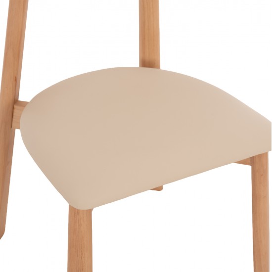 KΑΡΕΚΛΑ ΤΡΑΠΕΖΑΡΙΑΣ OSORIO HM18335.11 RUBBERWOOD ΦΥΣΙΚΟ-ΕΚΡΟΥ PU 51x55x74Υεκ