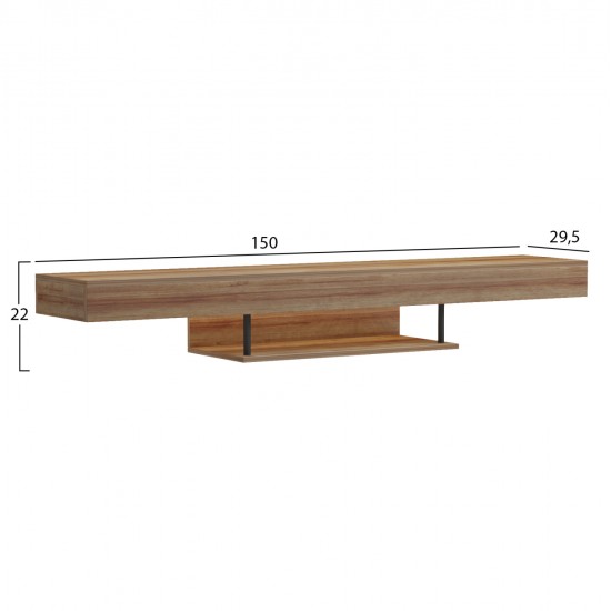 ΕΠΙΠΛΟ ΤΗΛΕΟΡΑΣΗΣ ΤΟΙΧΟΥ ME LED SAVOR HM18381.01 ΜΕΛΑΜΙΝΗ ΣΕ OAK 150x29,5x22Υεκ