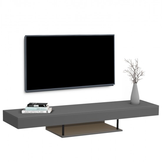 ΕΠΙΠΛΟ ΤΗΛΕΟΡΑΣΗΣ ΤΟΙΧΟΥ ME LED SAVOR HM18381.05 ΜΕΛΑΜΙΝΗ ΣΕ ΓΚΡΙ 150x29,5x22Υεκ